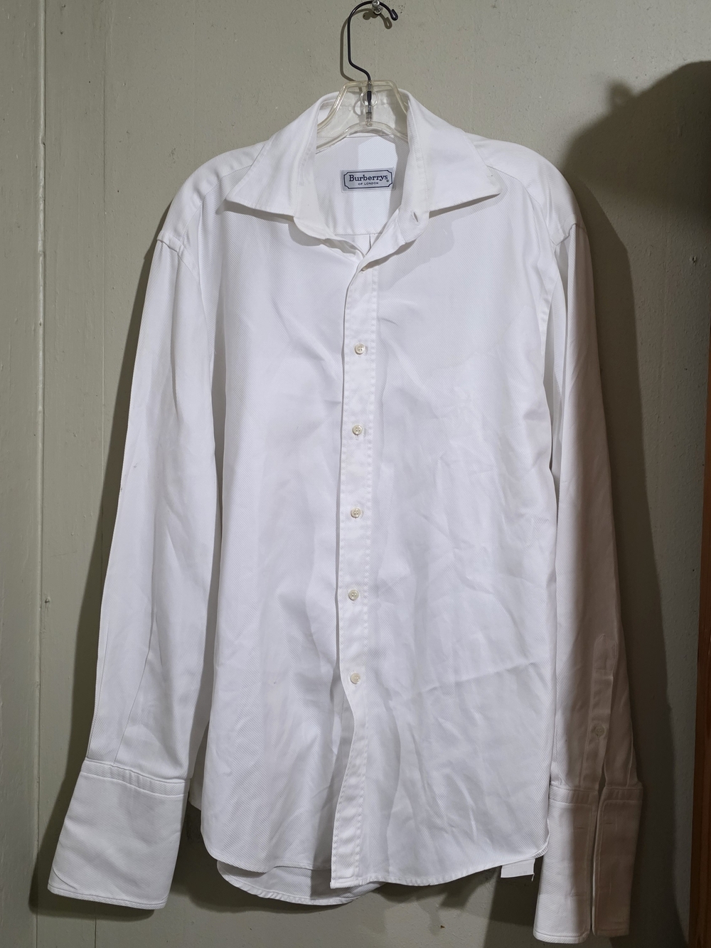 Vintage Burberrys Of London White Twill Dress Shirt Size 16-41 Used